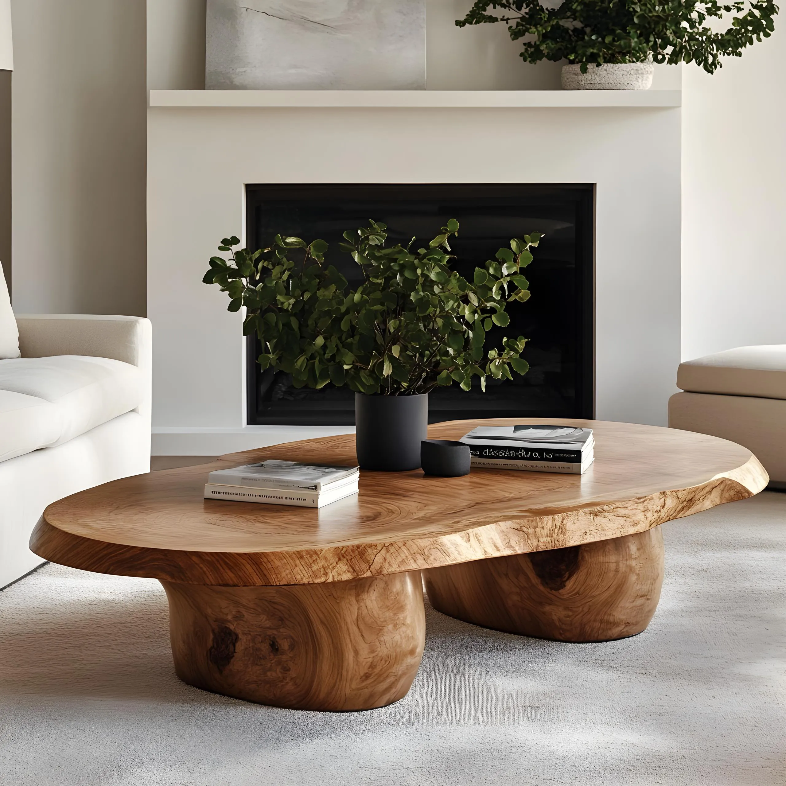 Natural Solid Wood Coffee Table Inviting Living Room