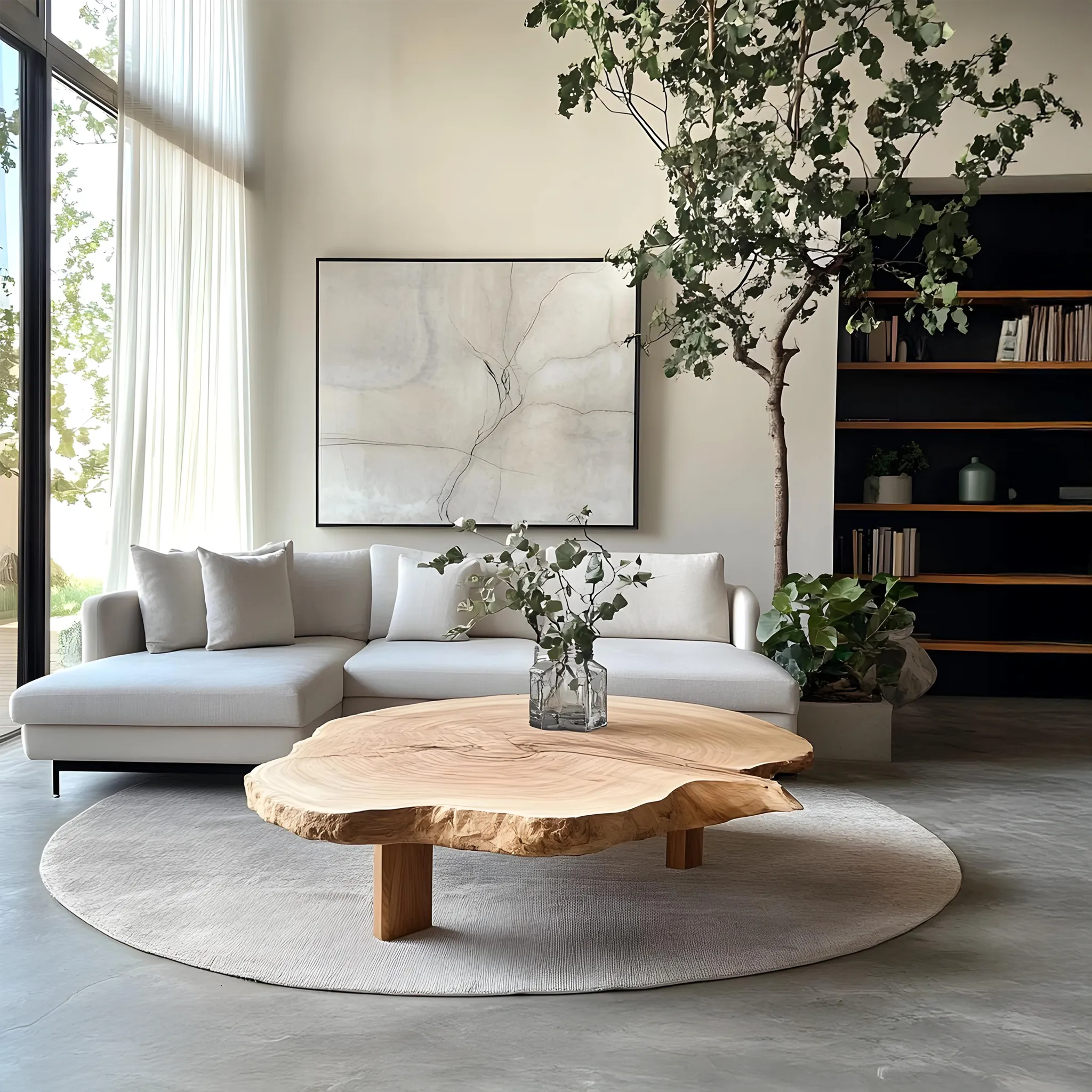 Farmhouse Solid Wood Coffee Table Living Room